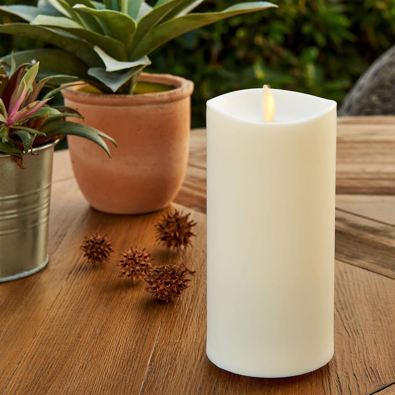 LUMINARA Pearl Ivory Outdoor Flameless Candle 3.25" x 7", Separate Remote, Moving Flame Flickering Realistic LED Battery Operated Pillar Lights Decor, Outside Lantern Halloween Christmas Decorations - Image 1
